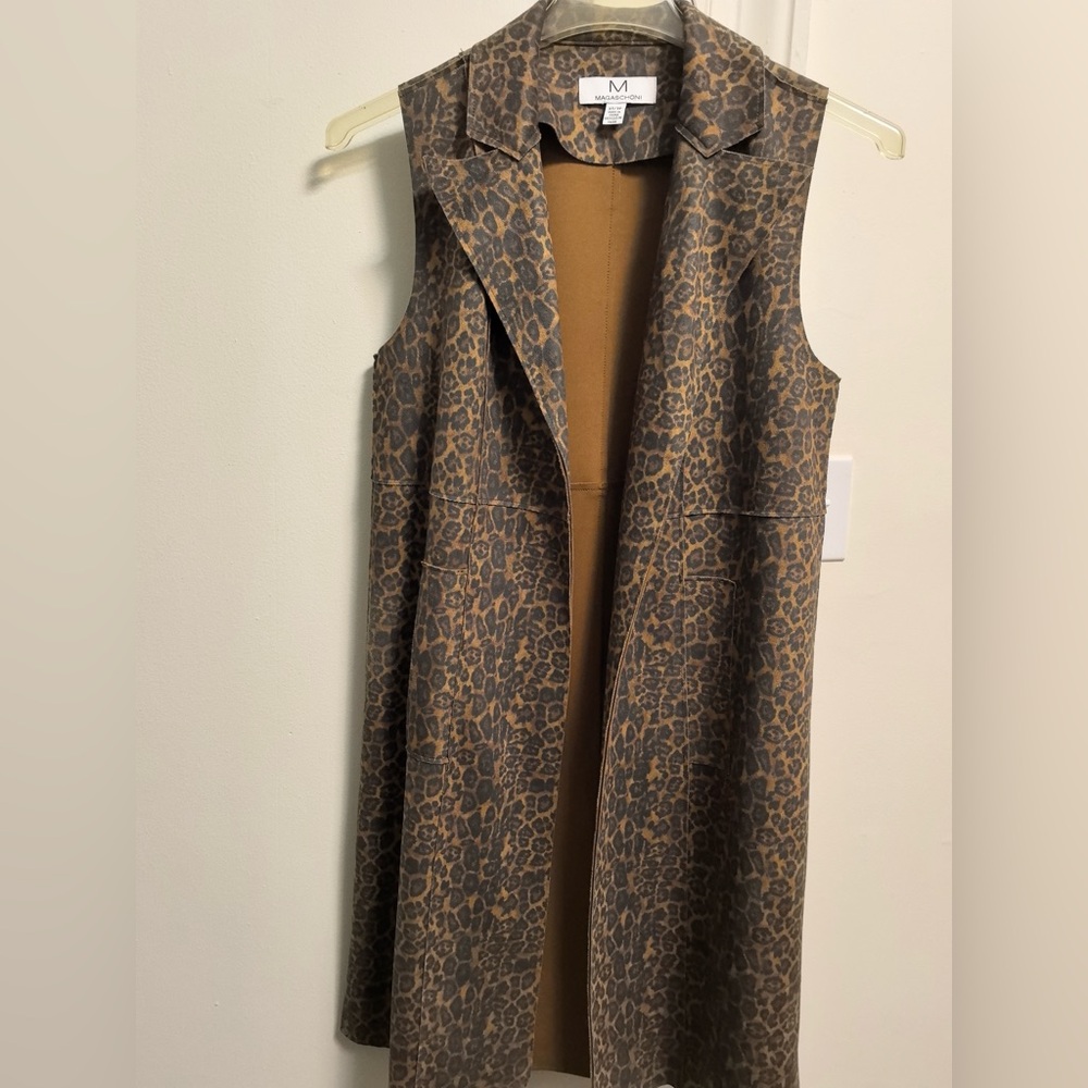 Magaschoni leopard print women's long vest